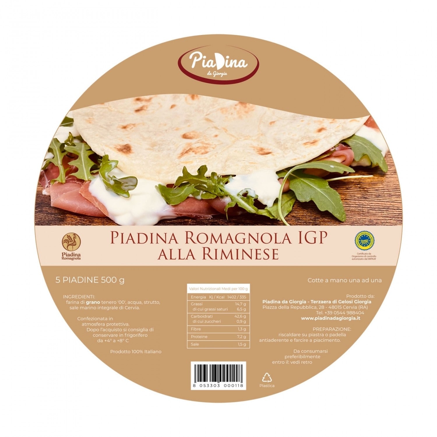 Piadina Romagnola IGP alla Riminese