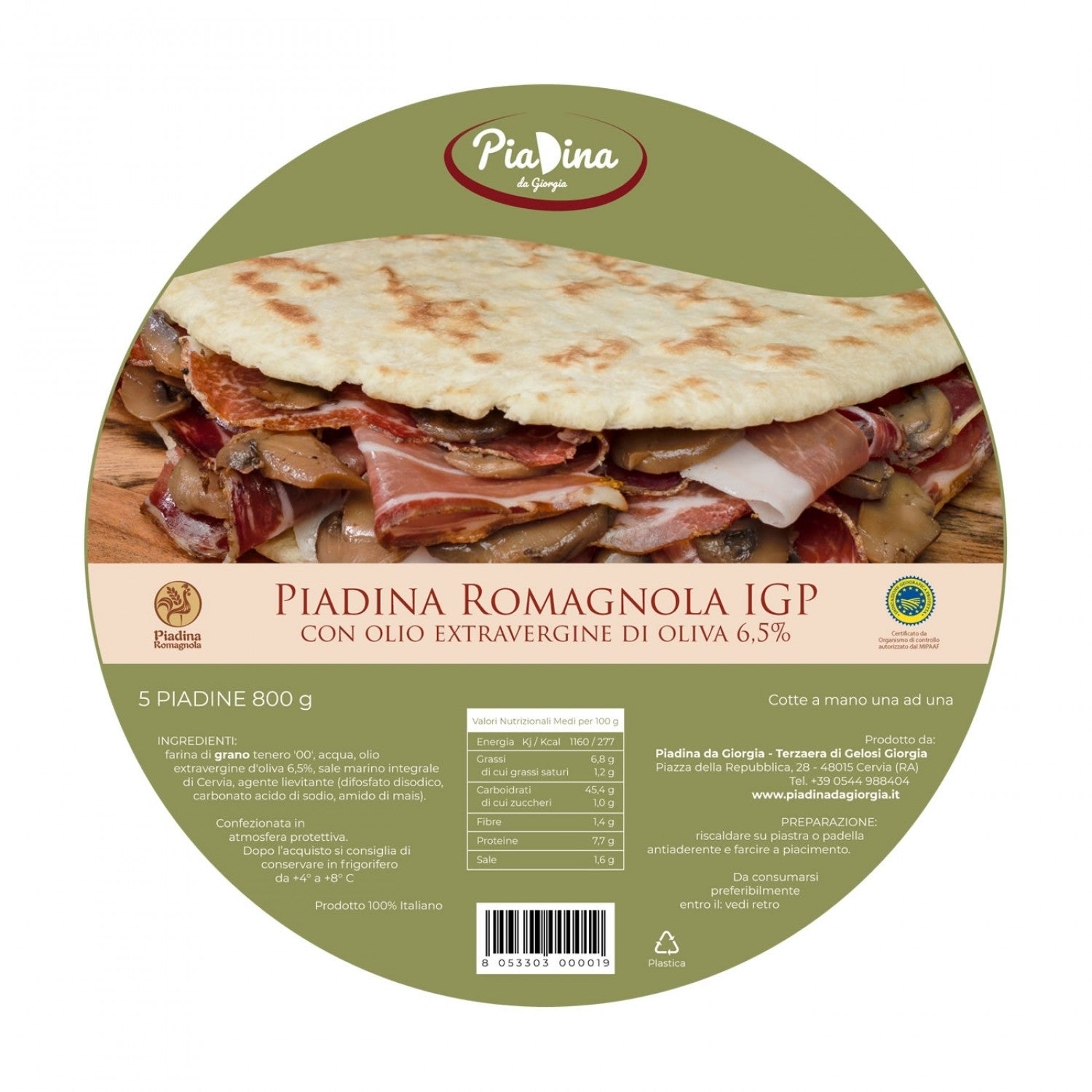 Piadina Romagnola IGP con Olio extravergine d&