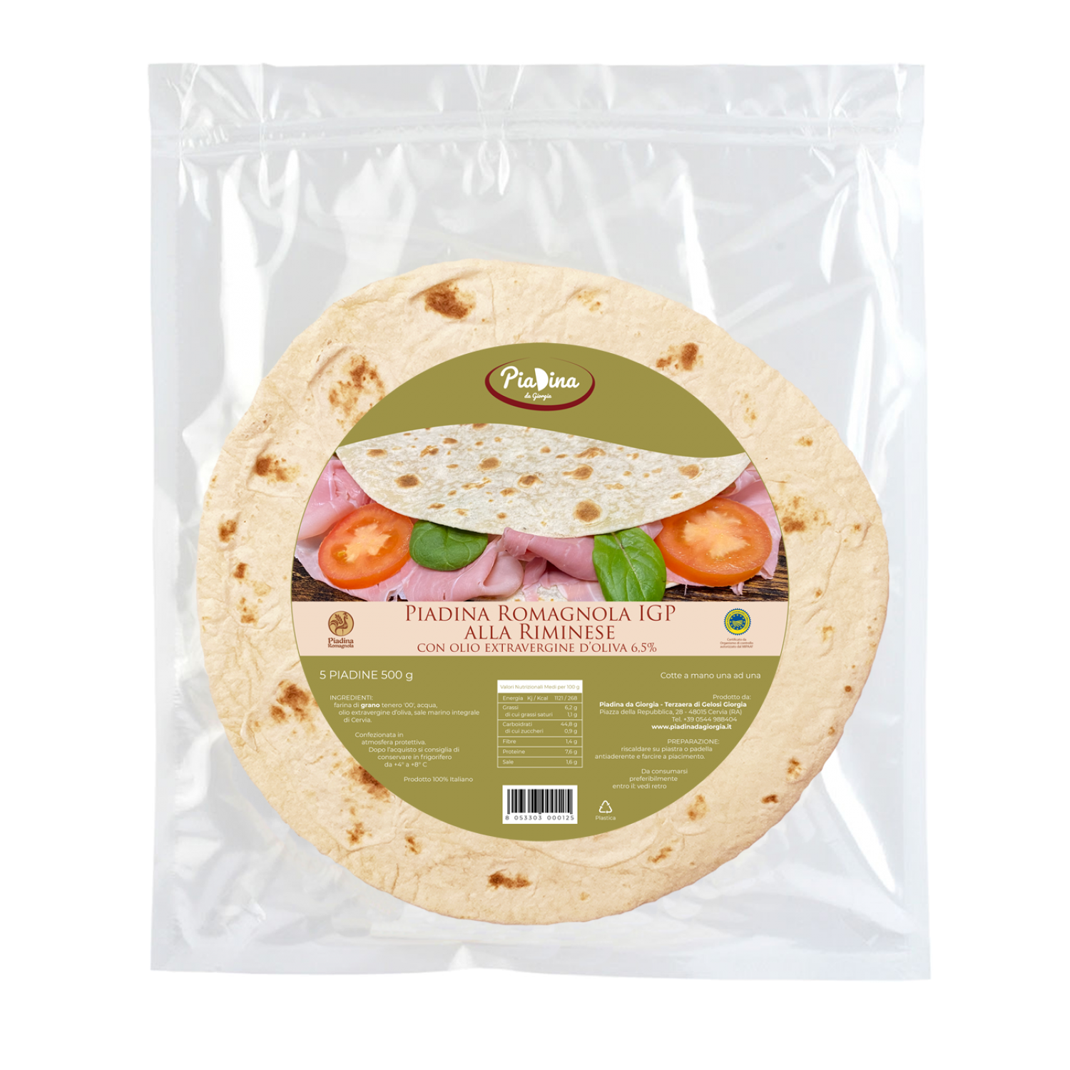 Piadina Romagnola IGP alla Riminese con olio extravergine d&