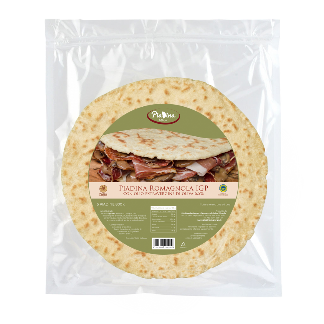 Piadina Romagnola IGP con Olio extravergine d&